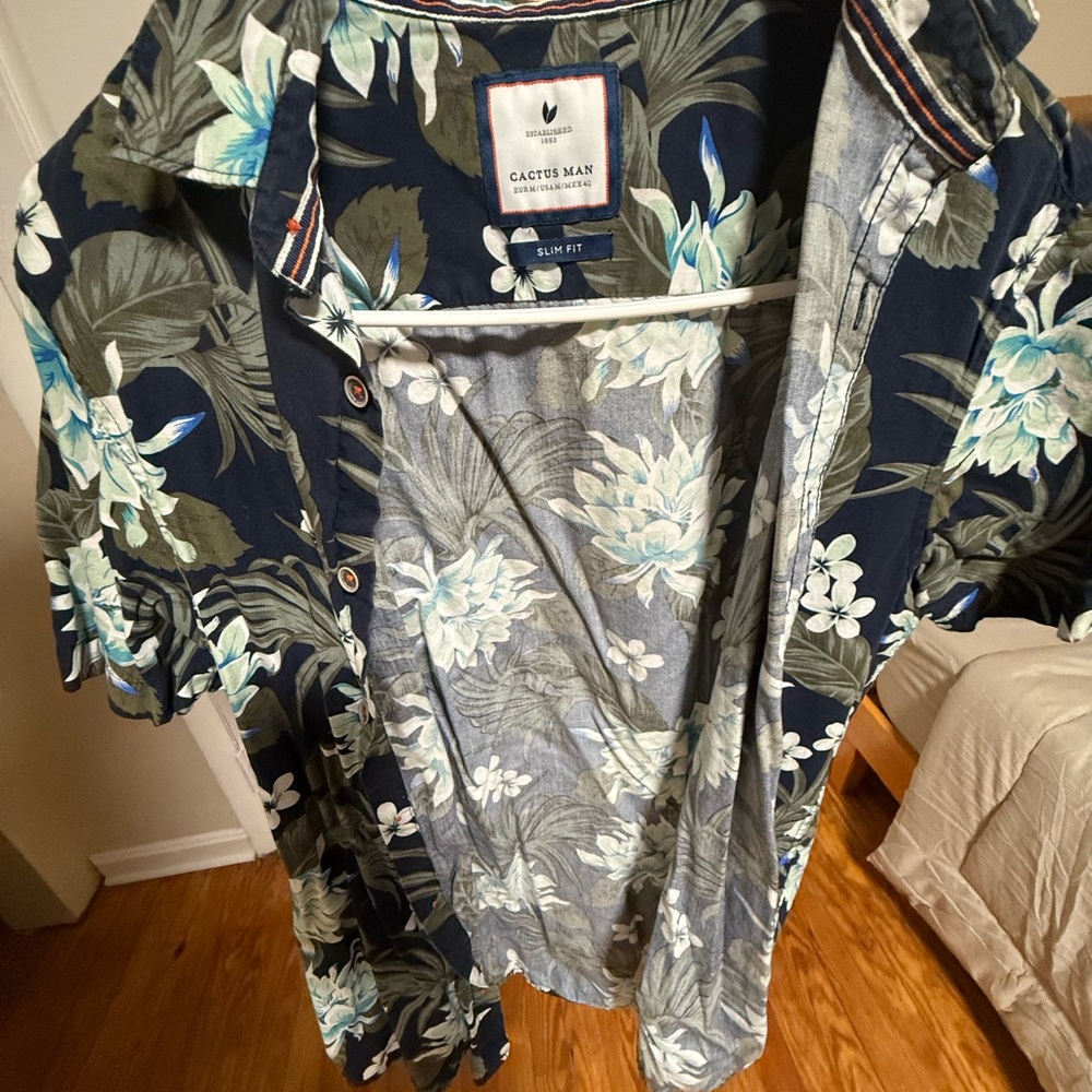 Cactus man Navy Floral Slim Fit Shirt